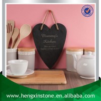 Factory Direct Price Heart Shape 28*20*0.5cm Decorative Natural Slate Hanging Memo Board For Sale (Customized Laser Design)