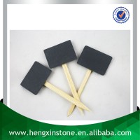 Factory Direct Price Handmade 15*6*0.5cm Four Shapes Cut Edge Black Slate Plant Label With Wooden Sticker