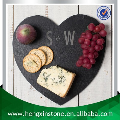 Factory Direct Sale Wholesale 30*30*0.5cm Laser Engraved Heart Shape Slate Dinner Plates For Weddings