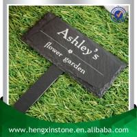 Factory Direct Price Handmade 10.5X7.5cm Decorative Natural Edge Black Oiled Slate Printed Plant Sign