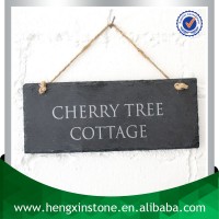 Factory Direct Price Hanging 25*10*0.5cm Natural Black Slate Hanging Chalk Menu Board Slate Sign(Customized Laser Design)