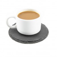 Chinese Factory Direct Sales Wholesale Natural Edge Dia10*0.5cm Round Black Slate Coaster Stone Coaster