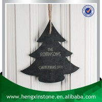 Best Price 23*22*0.5cm Handmade Decorative Christmas Tree Shape Black Slate Hanging Chalk Board (Customized Laser Design)