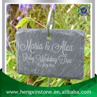 Factory Direct Price Handmade 10x7cm Natural Edge Black Slate Plant Sign With 25cm Metal Rod